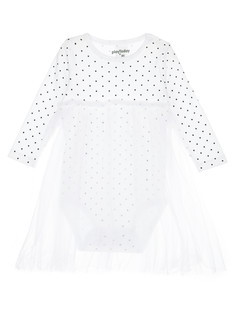 Платье-боди детское трикотажное для девочек PlayToday, белый, 74