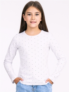 Лонгслив детский Апрель 1ДДЛД2555804н, темно-синий горох 2 на белом, 140