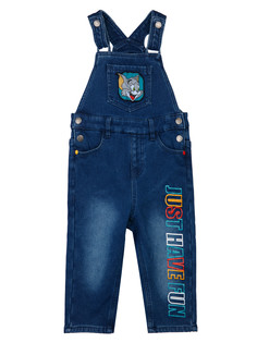 Полукомбинезон джинсовый утепленный флисом для мальчиков PlayToday, синий, 80