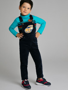 Полукомбинезон джинсовый утепленный флисом для мальчиков PlayToday, тёмно-синий, 122