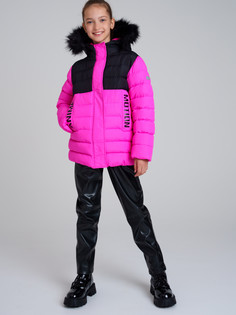 Куртка текстильная с полиуретановым покрытием для девочек PlayToday, сиреневый,черный, 158
