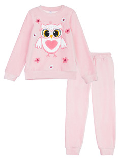 Комплект трикотажный для девочек PlayToday: толстовка, брюки, светло-розовый, 104