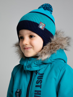 Шапка трикотажная для мальчиков PlayToday, тёмно-синий,синий,голубой, 50