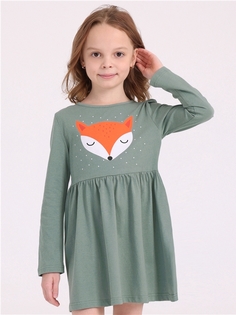 Платье детское Апрель 262дев001Д1, серо-зеленый113 Спящий лисенок, 116