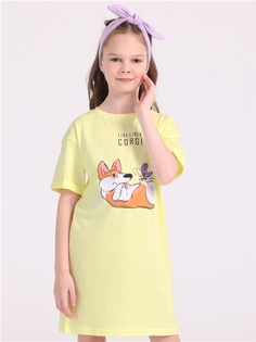 Платье детское Апрель 250дев001Д1, светло-желтый126 Корги с бабочкой, 104
