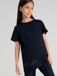 Фуфайка трикотажная для девочек PlayToday (футболка), тёмно-синий, 152