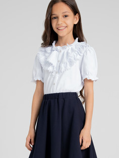 Блузка трикотажная для девочек PlayToday, белый, 158