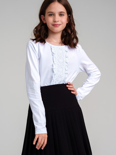 Фуфайка трикотажная для девочек PlayToday (футболка с длинными рукавами), белый, 170