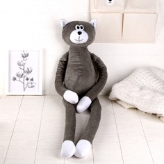 Игрушка мягкая Кот, серый, 90 см No Brand