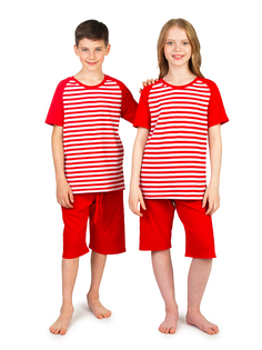Пижама детская N.O.A. 11433, красный в полоску, 152 NOA