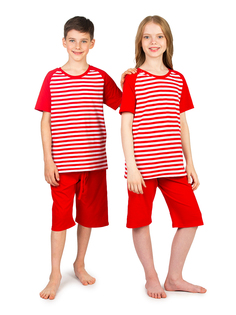 Пижама детская N.O.A. 11433, красный в полоску, 140 NOA