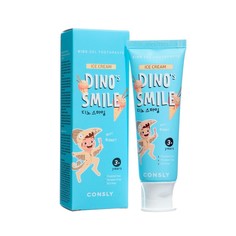 Детская гелевая зубная паста Consly DINOs SMILE c ксилитом и вкусом пломбира, 60 г