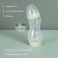Бутылочка антиколиковая с силиконовой соской Rant 250 мл, 0+ 1005, green РАНТ