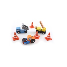 Строительные машинки и конусы Woody 90582 Cars & Cones, 7 предметов