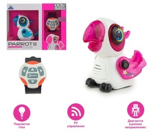 Робот попугай MSN Toys на управлении, свет, звук, пульт часы 624-2, красный