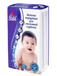 Подгузники Sabi размер М, 6-9 кг, 54 шт