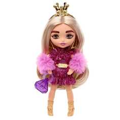 Кукла Mattel Barbie Мини-кукла Экстра Модница в мерцающем платье с меховой накидкой