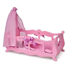 Мебель для кукол Манюня Diamond Princess Кровать-Колыбель Постельное Бельё, Балдахин 72519