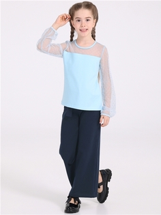 Лонгслив детский Апрель 1ДДЛД4116804с, светло-голубой109+голубой горох 6 на голубом, 140