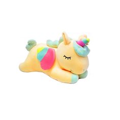 Мягкая игрушка Единорог цвет желтый 60 см No Brand
