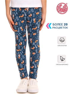 Леггинсы детские Апрель 1ДРЛ3848001н, лисички на морской волне, 128