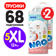 Подгузники трусики детские ночные 5 размер XL 12-17 кг 68 шт NAO