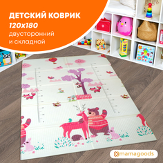 Развивающий складной детский коврик mamagoods Мишка и киты 120х180 см