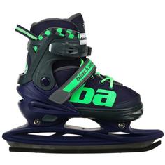 Коньки раздвижные подростковые Black Aqua AS-408 темно-синие/зеленые р.35-38