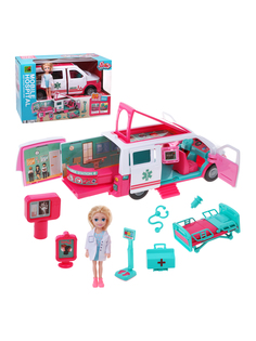 Машинка для куклы Наша игрушка Скорая помощь, игровой набор с куклой, 614568