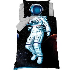 Постельное белье "Этель" 1,5 сп Astronaut 143х215 см, 150х214 см, 50х70 см -1 шт, 100% хл No Brand