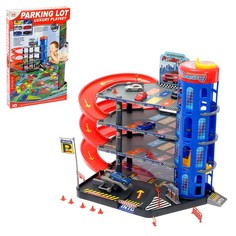 Парковка «Мега паркинг», 6 металлических машин + коврик No Brand