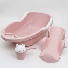 Набор для купания детский, ванночка 86 см., горка, ковш -лейка, цвет розовый No Brand