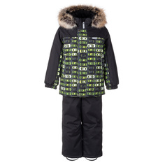 Комплект верхней одежды детский KERRY Romi K23420B, рисунок машинки на темно-зеленом, 110