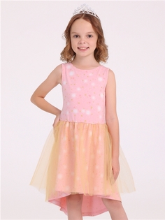 Платье детское Апрель 1ДПБ4236804нгс, звездное небо на розовом с глиттером+золото, 128