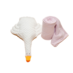 Подушка-игрушка с пледом 100х150 см Owl&EarlyBird Гусыня Соня, пыльная роза