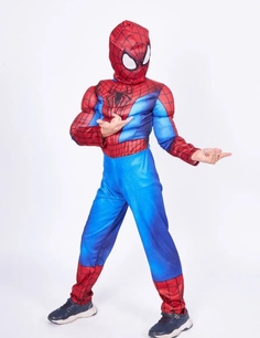 Карнавальный костюм детский SuperHero Человек Паук, синий, 140