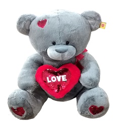 Мягкая игрушка TOY and JOY Медведь с сердцем в пайетках 9-2071-100-140см
