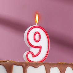 Свеча для торта цифра "9", ободок цветной, 7 см, МИКС(12 шт.) Страна Карнавалия