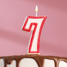 Свеча для торта цифра "7", ободок цветной, 7 см, МИКС(12 шт.) Страна Карнавалия