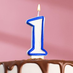 Свеча для торта цифра "1", ободок цветной, 7 см, МИКС(12 шт.) Страна Карнавалия