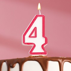 Свеча для торта цифра "4", ободок цветной, 7 см, МИКС(12 шт.) Страна Карнавалия