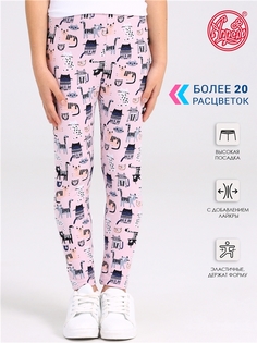 Леггинсы детские Апрель 894дев804нД1, полосатые коты на розовом, 98