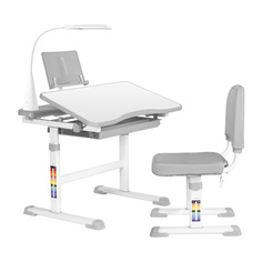 Комплект парта и стул Anatomica Avgusta Comfort со светильником белый/серый