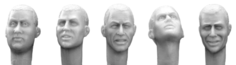 HH03 5 heads, close cropped hair Hornet