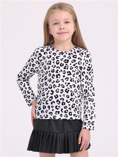 Лонгслив детский Апрель 349дев001нД1Р, черный леопард на белом, 116