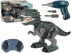 Конструктор Dinosaurs Island Toys Тираннозавр на р/у 25 см, шуруповерт, звук, свет - RS03