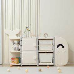 Стеллаж для игрушек UNIX Kids Whale White 5 ящиков + полки, напольный