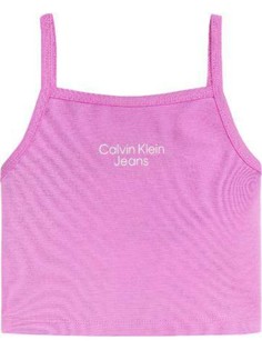 Майка бельевая детская Calvin Klein Stacked Logo Punto Strap Top розовый 158