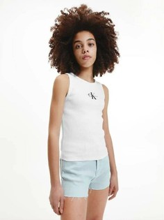 Майка бельевая детская Calvin Klein Monogram Rib Sleeveless Top белый 122