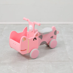 Машинка-каталка с корзиной UNIX Kids Hippo Pink, от 1 года, до 40 кг, 31х68x42 см, розовый